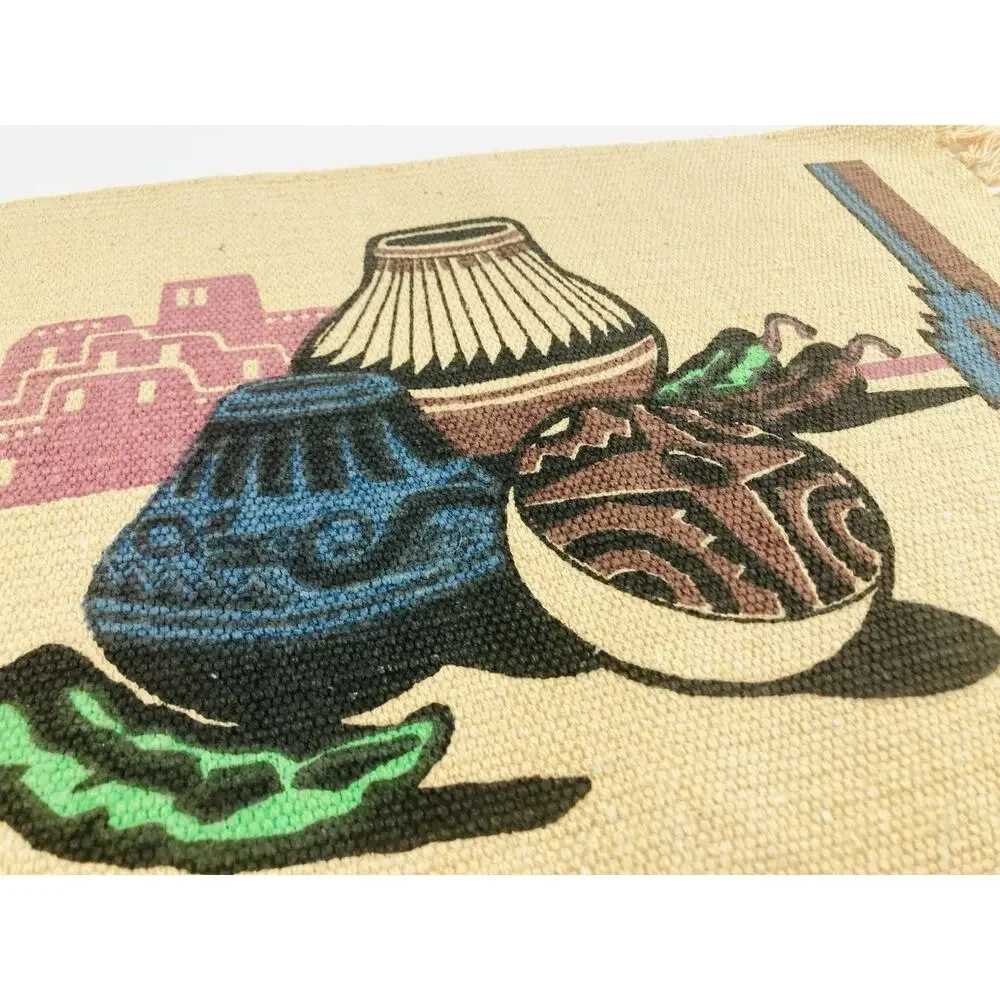 4 El Paso Saddle Blanket KOKOPELLI Placemats Woven Southwestern Turquoise Lizard